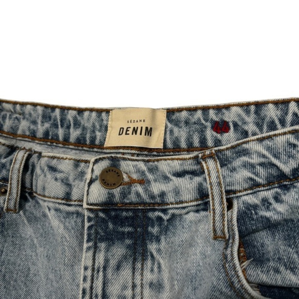 Sezane Denim Jeans 12 33 High Rise Mom Jeans Straight Leg Light Acid Wash Blue - Picture 3 of 10